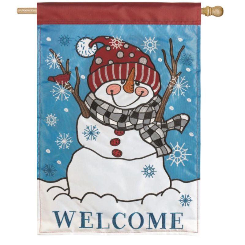 Snowman Welcome House Flag